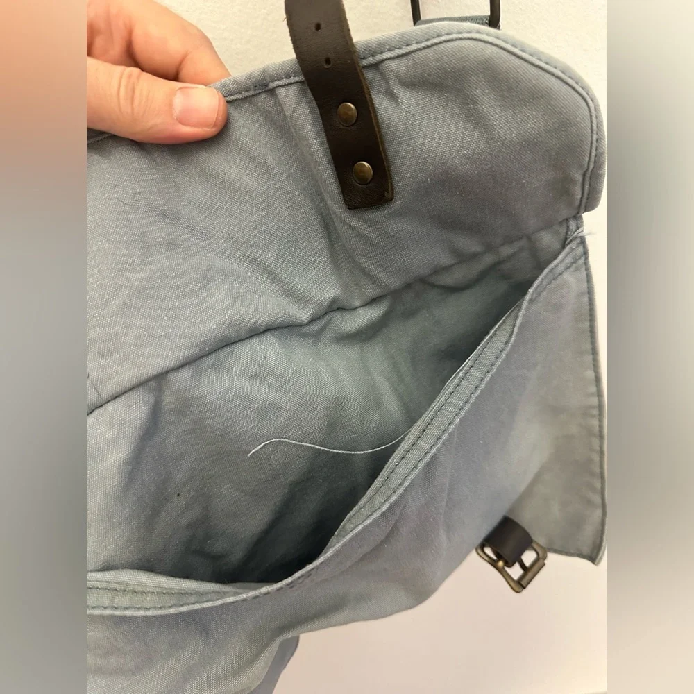 J. CREW Canvas Messenger Bag - Light Blue